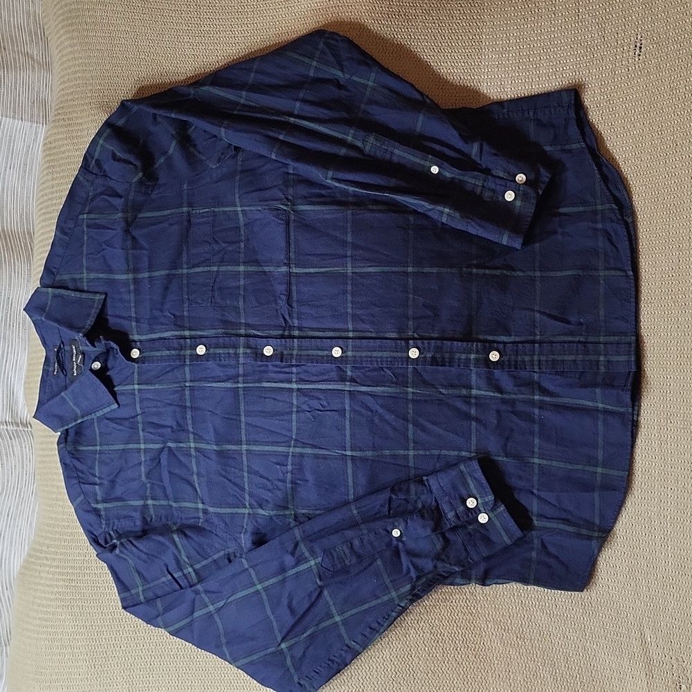 Banana Republic Men’s Untucked Fit Plaid Button Down Casual Shirt XL